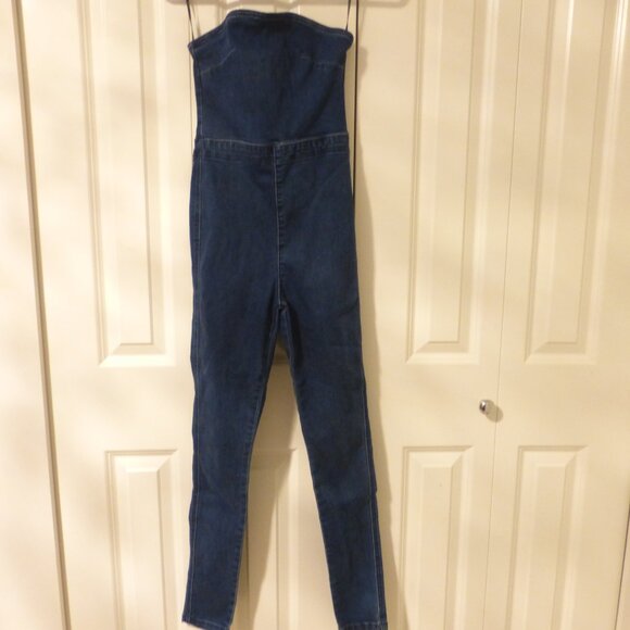 FOREVER 21 strapless tube dark wash denim jumpsuit - Picture 3 of 12